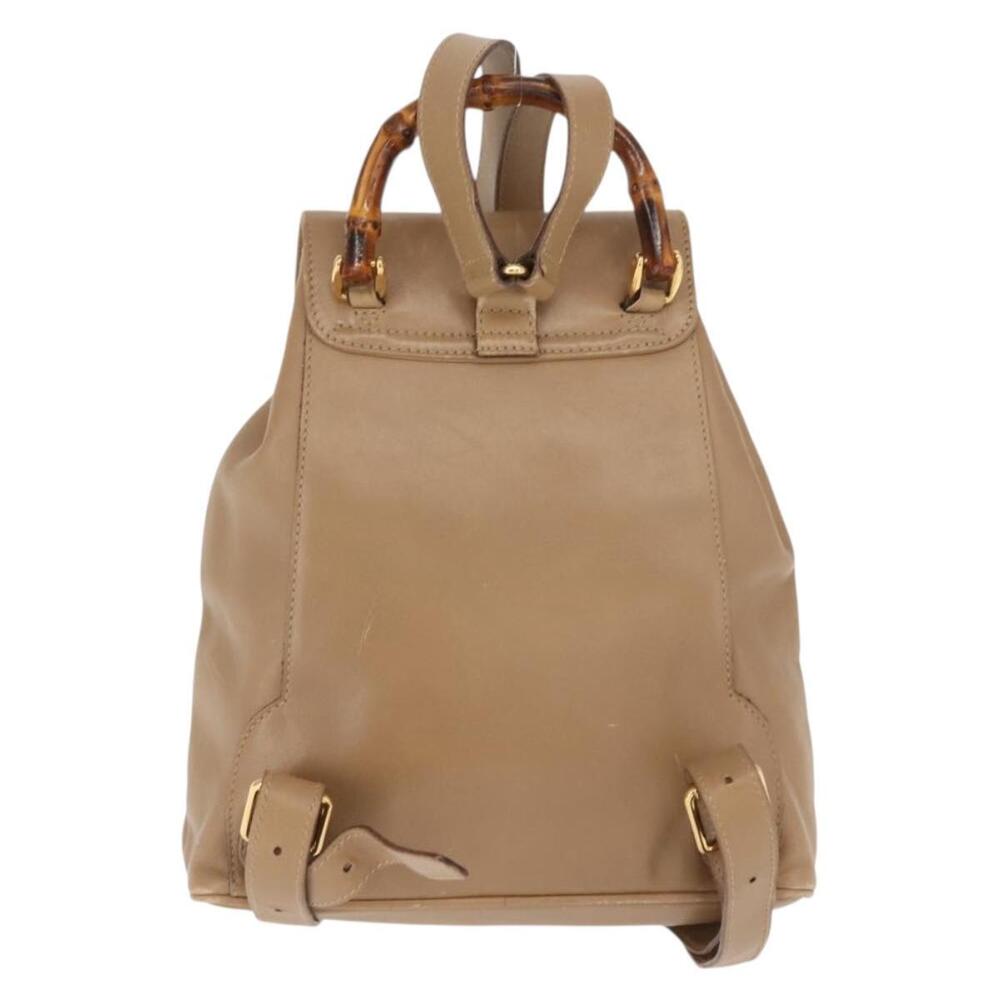 GUCCI Bamboo Backpack Leather Beige Gold 003 3444 0030 Auth ep11512 - Picture 2 of 16